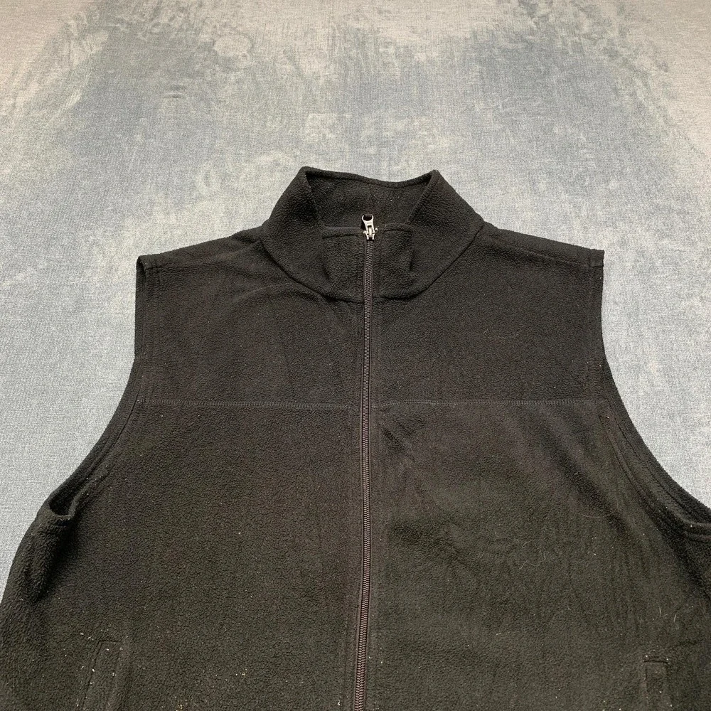 Caribou Creek Vest Mens Large Black Fleece Full Zip Mock Neck Hiking Outdoor